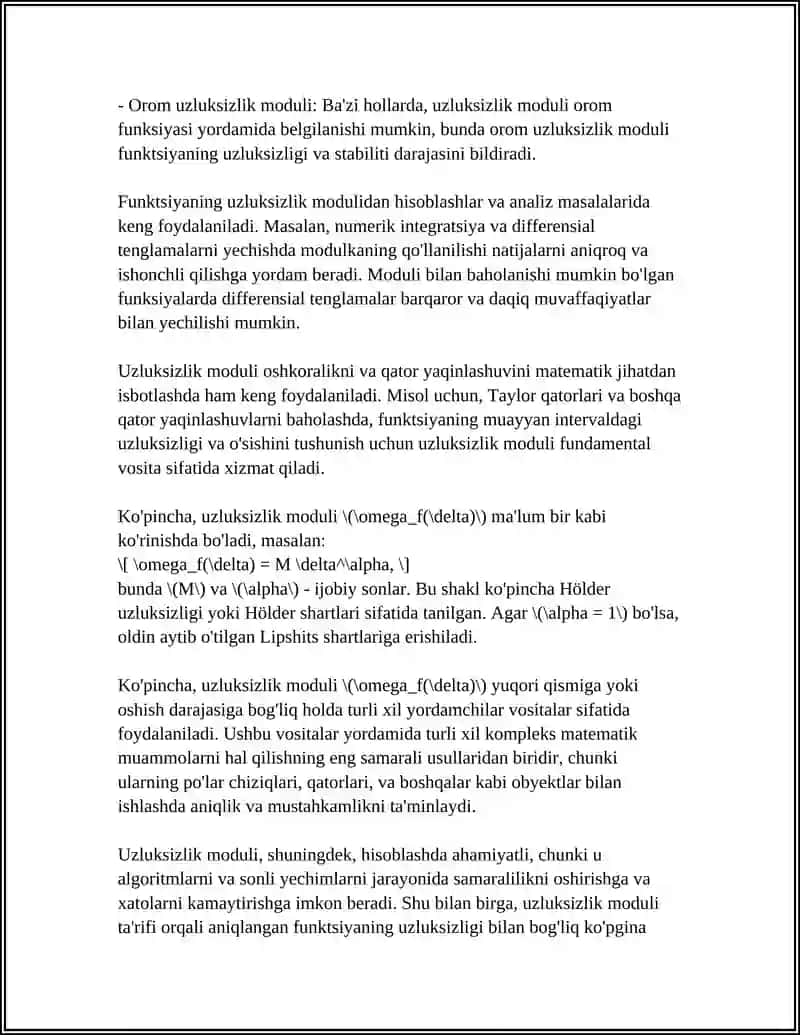 FUNKSIYANING UZLUKSIZLIK MODULI 4
