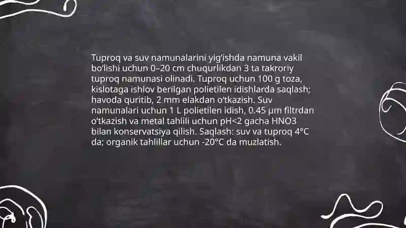 Tuproq va suv tarkibidagi ion bog'lanishli moddalar:Aniqlash va tozalash yechimlari 4
