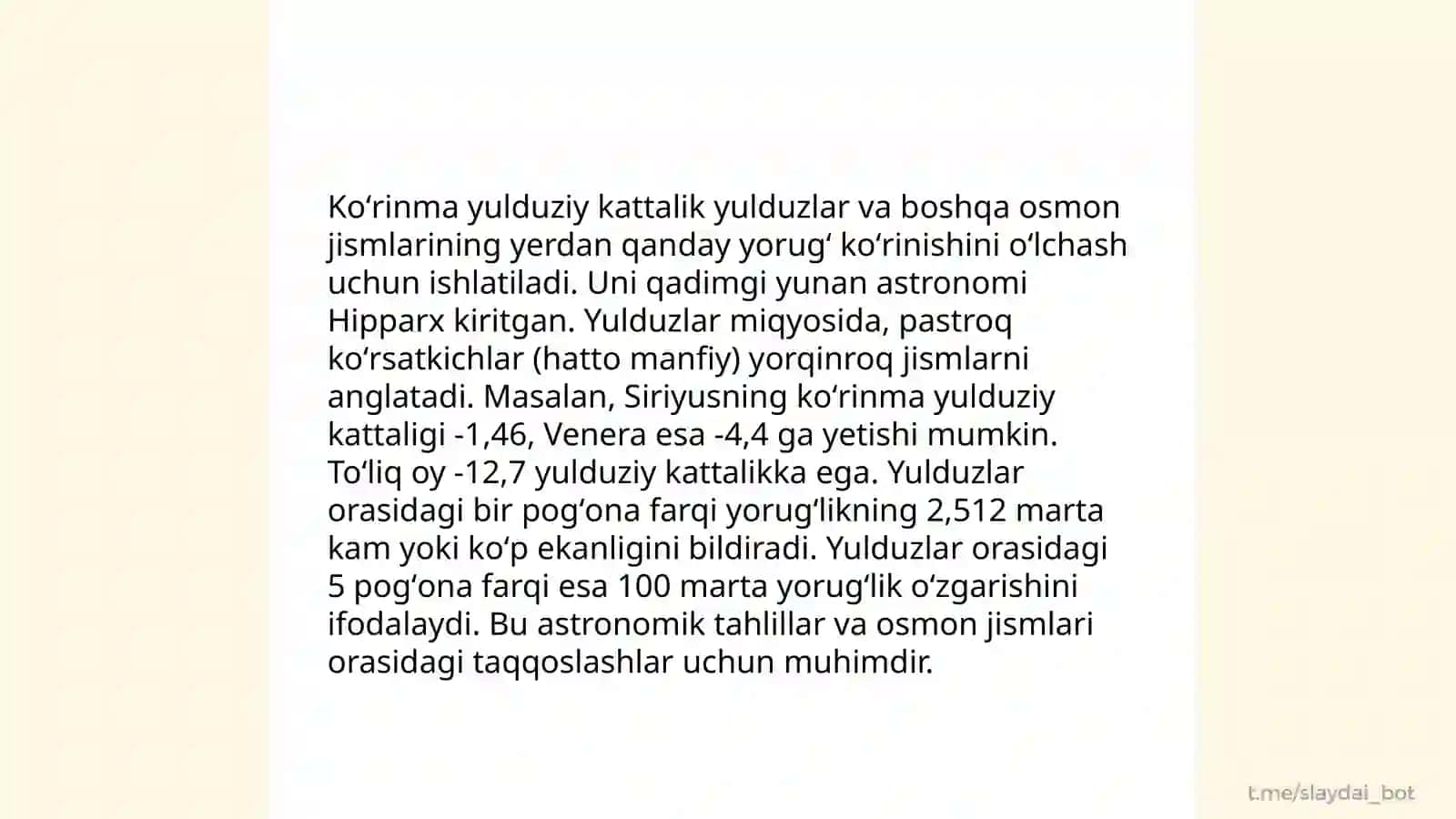Yoritgichlarning koʻrinma yulduziy kattaligi va fotometrik koʻrsatkichlari 4