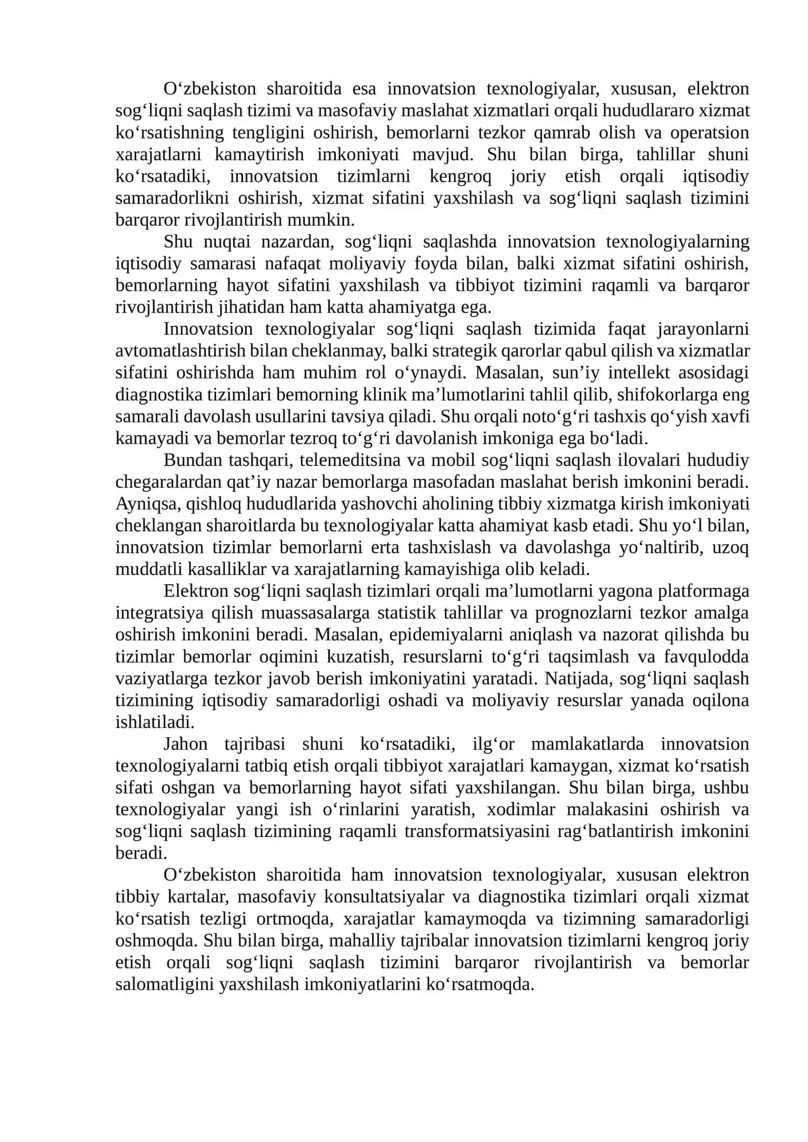 Sog'liqni saglashda innovatsion texnologiyalarning iqtisodiy samarasi 4