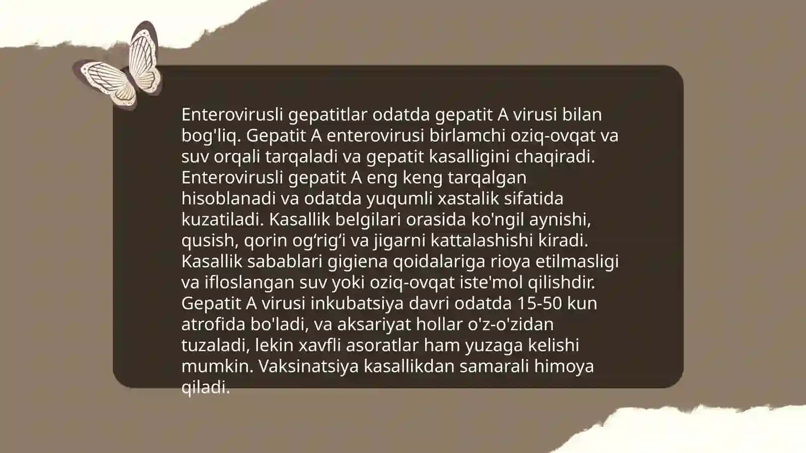 Enteral virusli gepatitlar.Gepatit A kasalligida infeksion nazorat 4