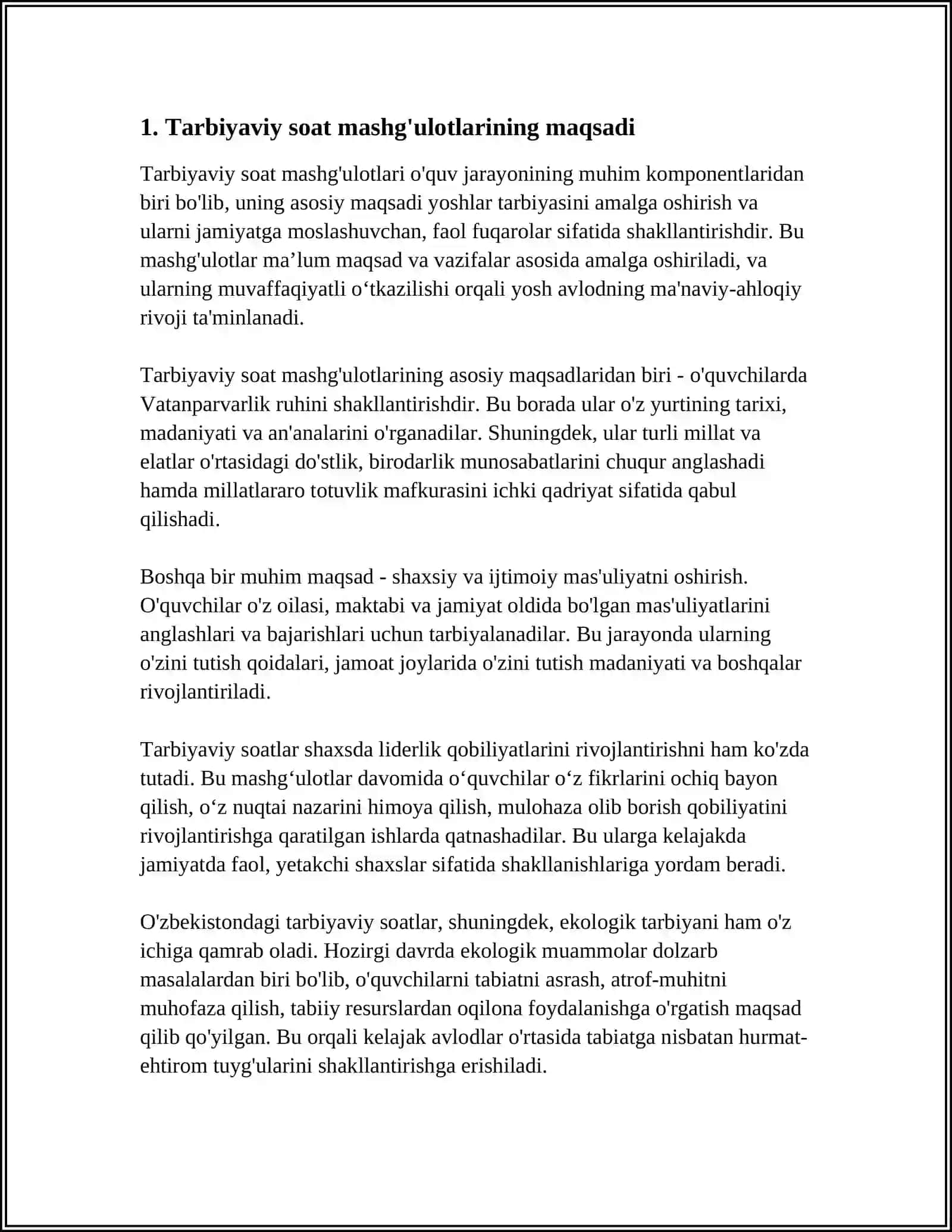 TARBIYAVIY SOAT MASHG'ULOTLARINI TASHKIL ETISH USULLARI 4