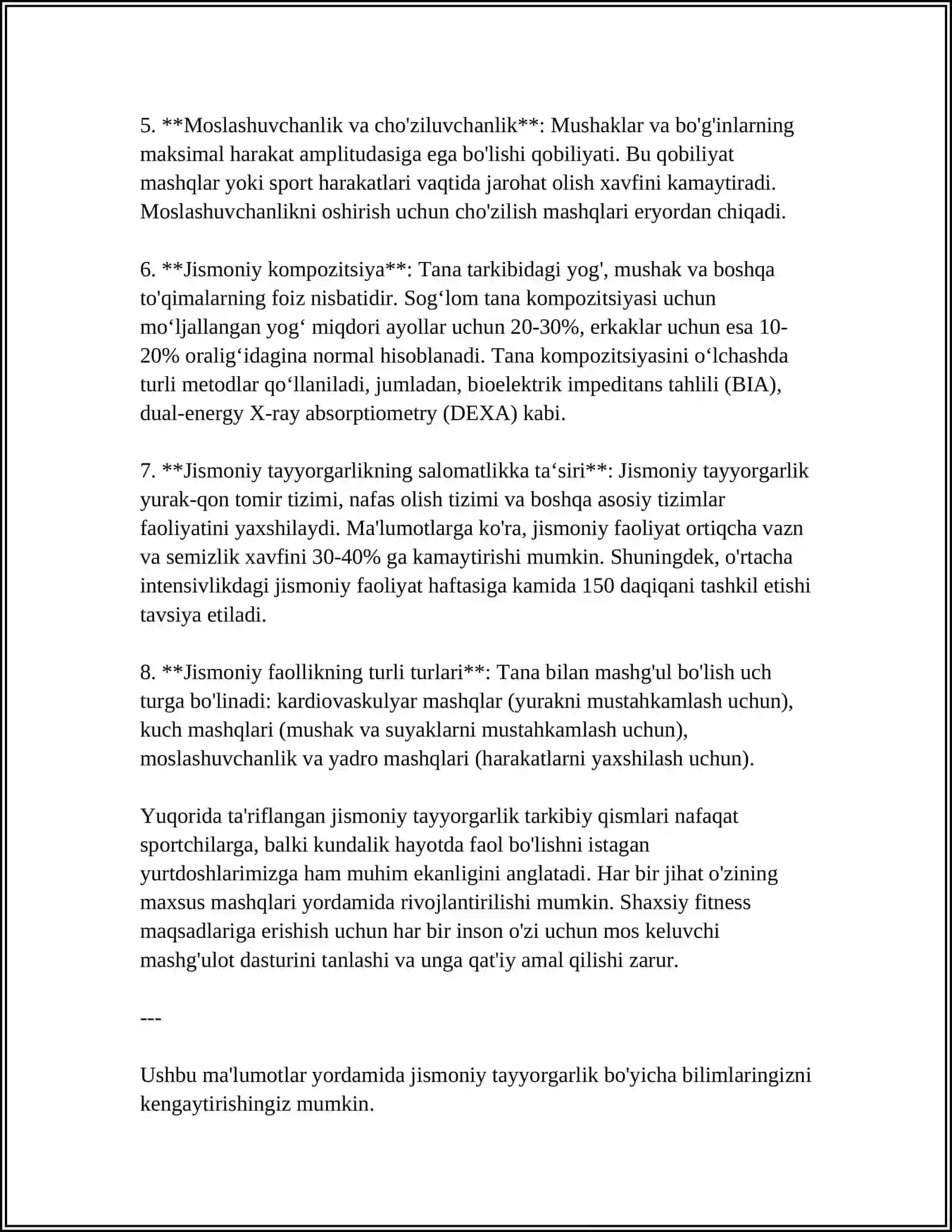 Jismoniy tayyorgarlikning asosiy tushunchalari 4