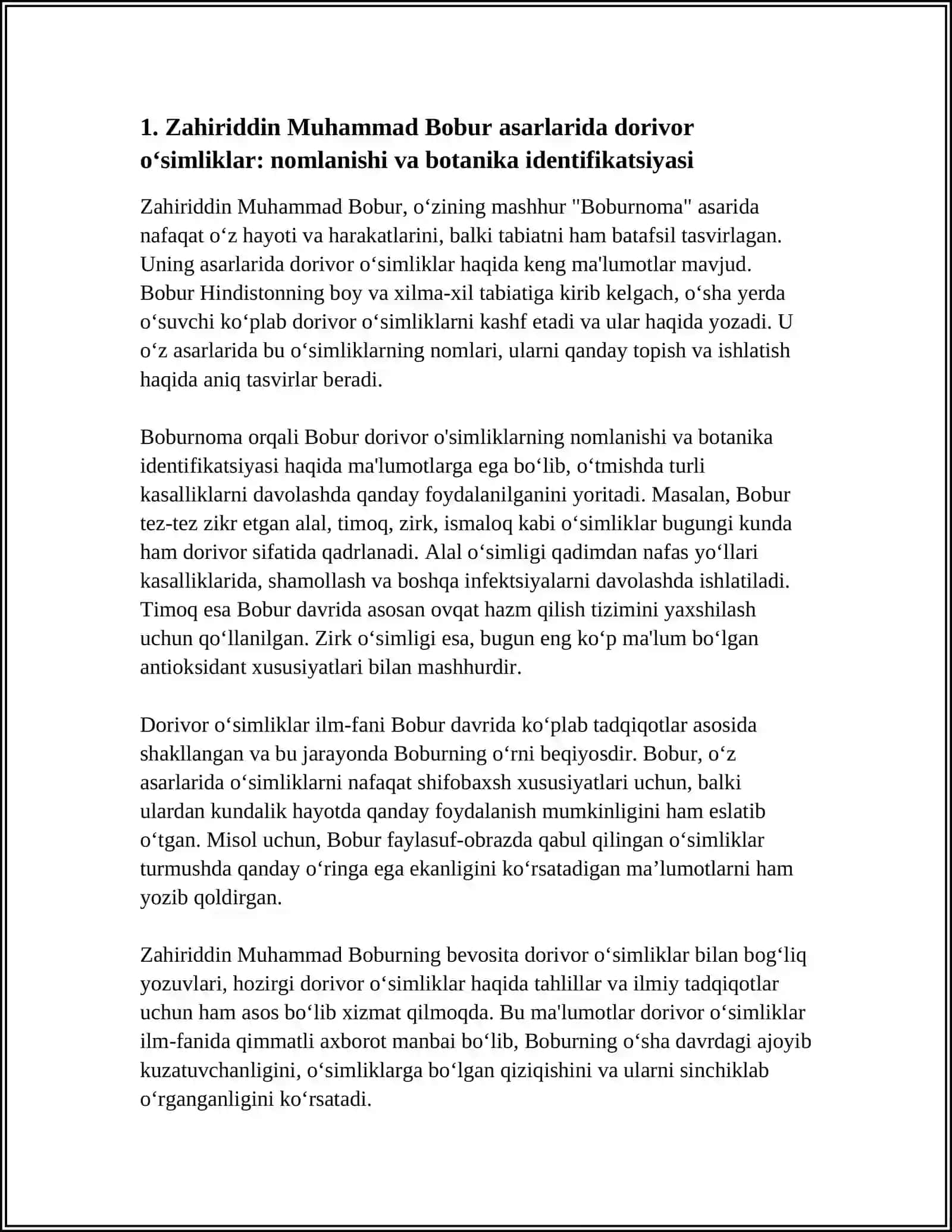 ZAHIRIDDIN MUHAMMAD BOBUR ASARLARIDA DORIVOR OʻSIMLIKLAR 4