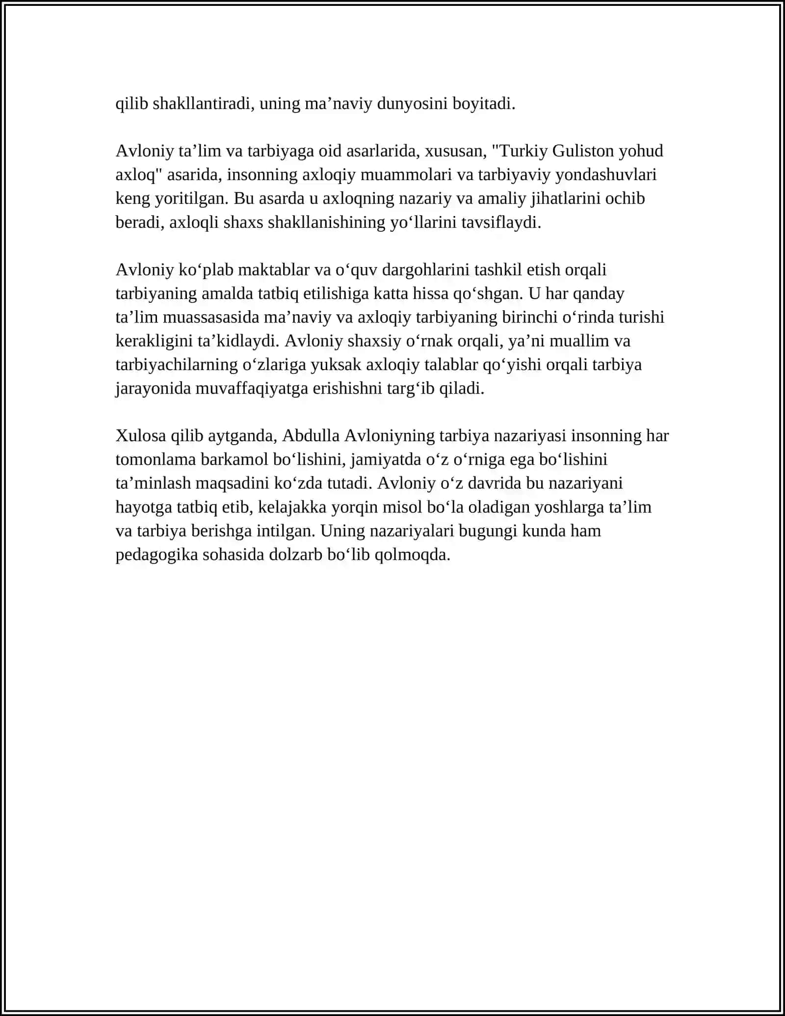 ABDULLA AVLONIYNING TARBIYAGA OYID FIKIRLARI 4