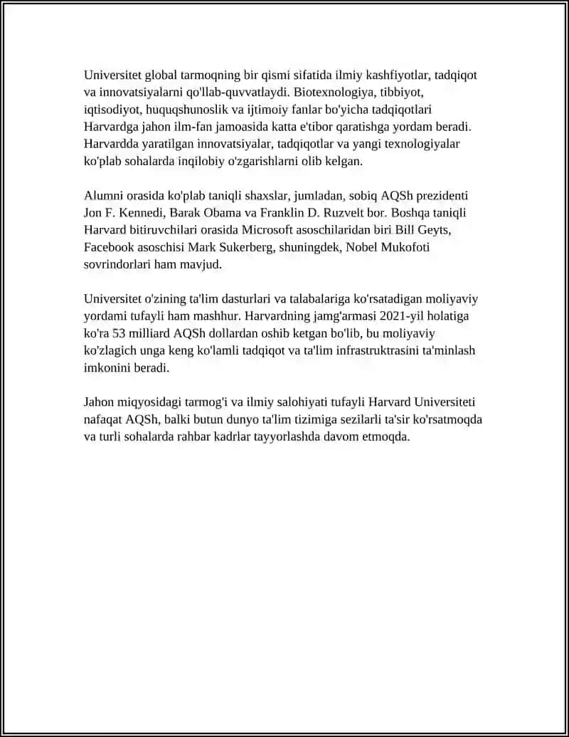Harvard Universiteti: Tarixi va Global Ta'siri 4