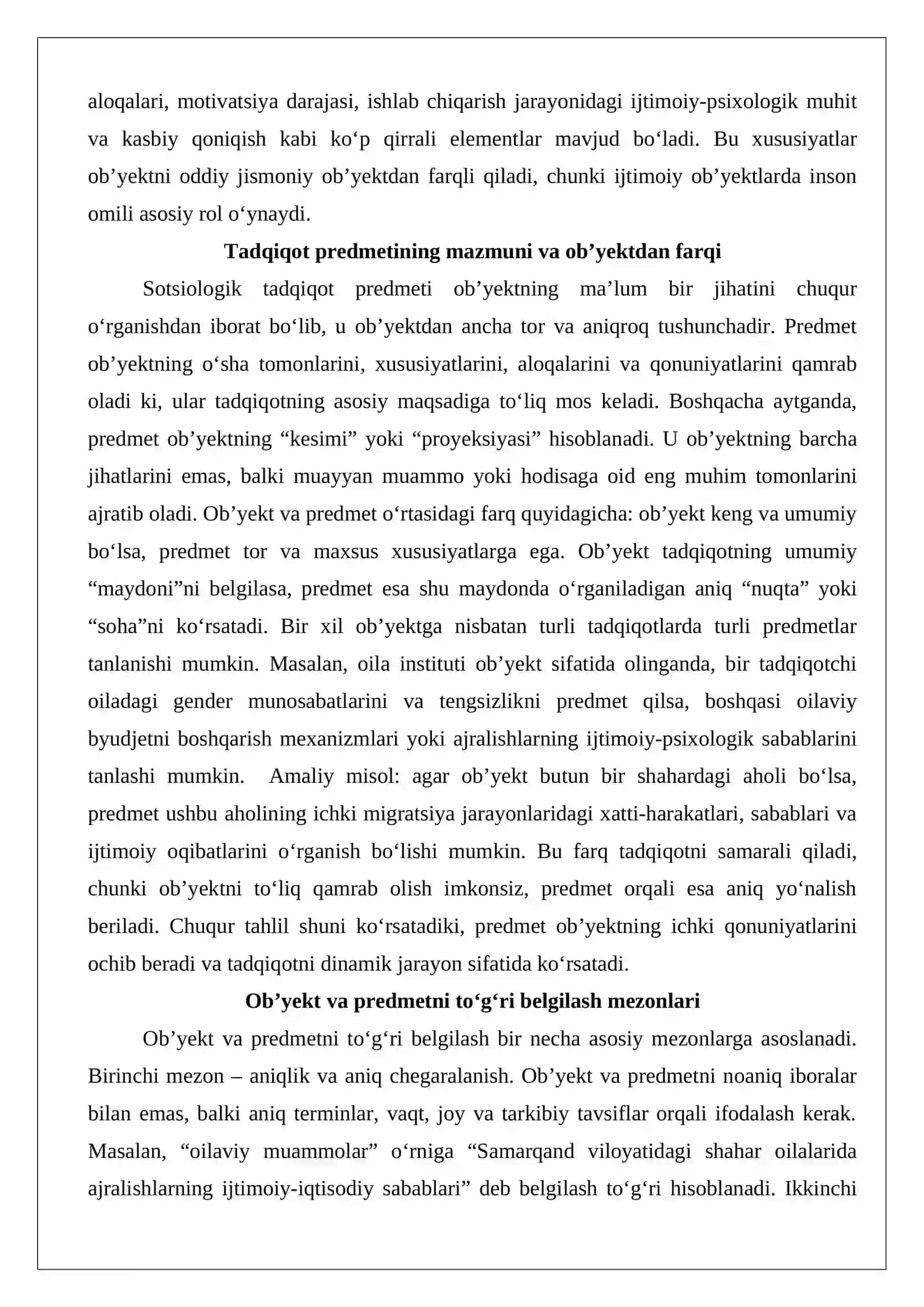Sotsiologik tadqiqot ob’yekti, prеdmеti, mаqsаd vа vаzifаlаrini bеlgilаsh 4