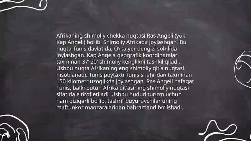 Afrika materigi geografik o'rni,okean qismlari,chekka nuqtalarining o'ziga xosligi 4