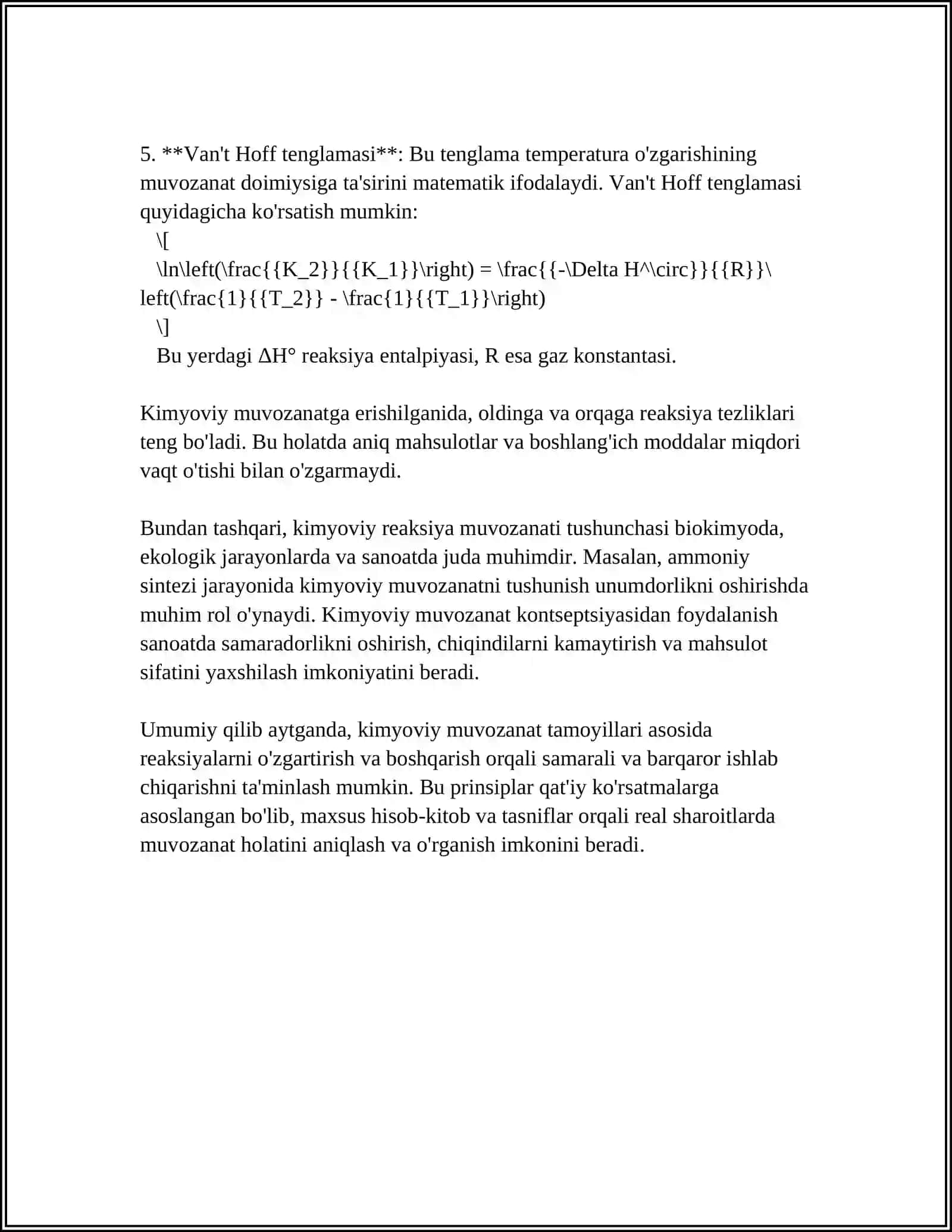 KIMYOVIY MUVOZANAT MUVOZANATNING SILJISHI 4