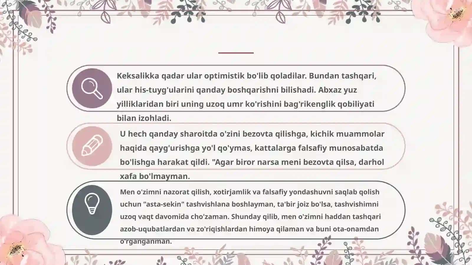 Uzoq umr ko'rishning biologik ijtimoiy va psixologik omillari 4