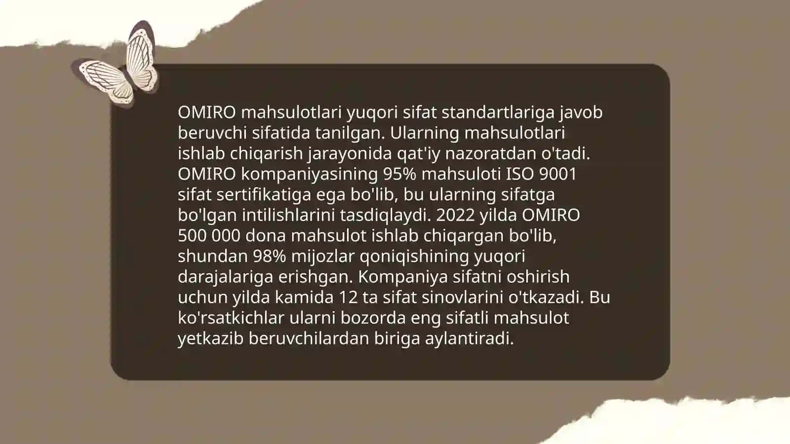 OMIRO brendi afzalliklari 4
