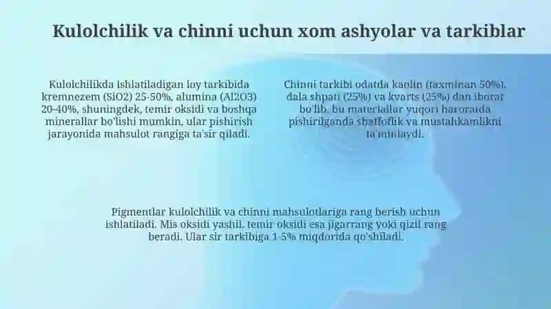 Qadimgi dunyo amaliy kimyosi. Keramika va chinni buyumlar tayyorlash 4