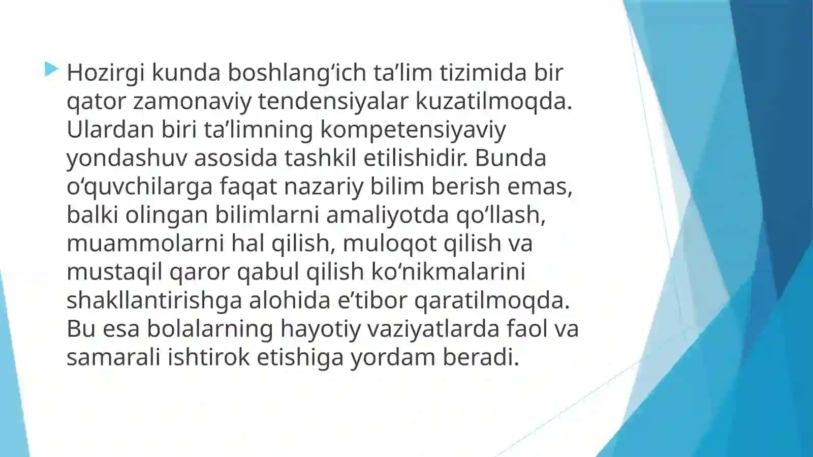 Maktab ta'limining boshlang'ich ta'lim bosqichida tendensiyalar. 4