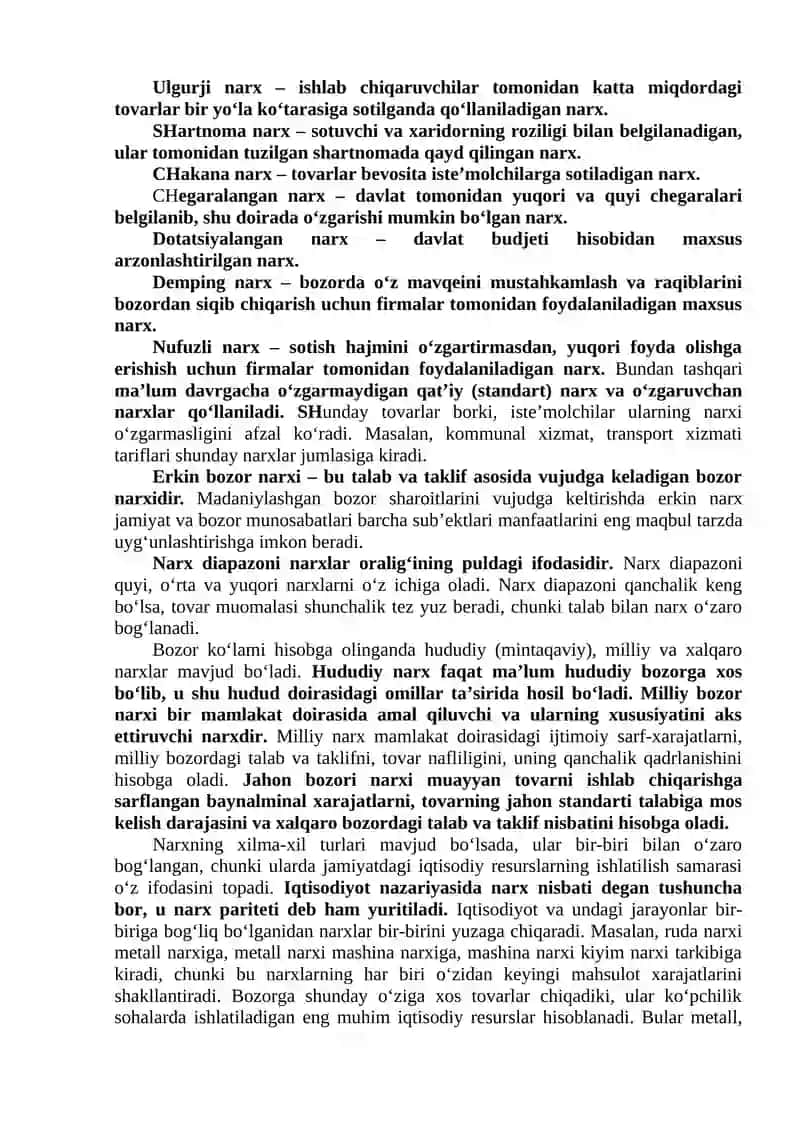 NARXNING MOHIYATI VA SHAKLLANISH XUSUSIYATLARI 4