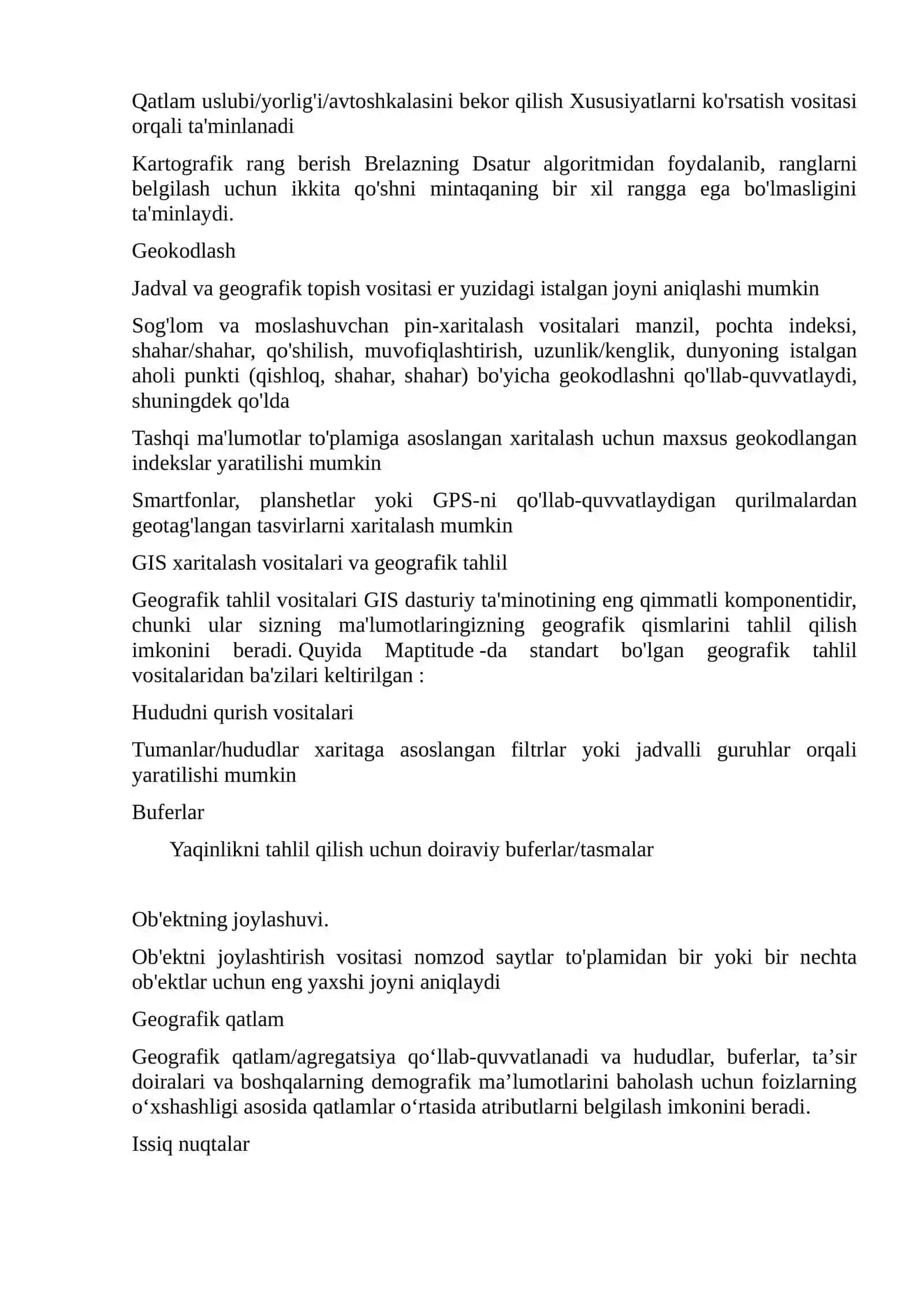 Geografik axborot tizimlari uchun asosiy dasturiy ta'minot 4