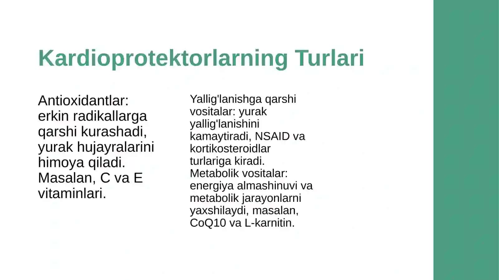 Kardioprotektorlar va metabatrop vositalar 4