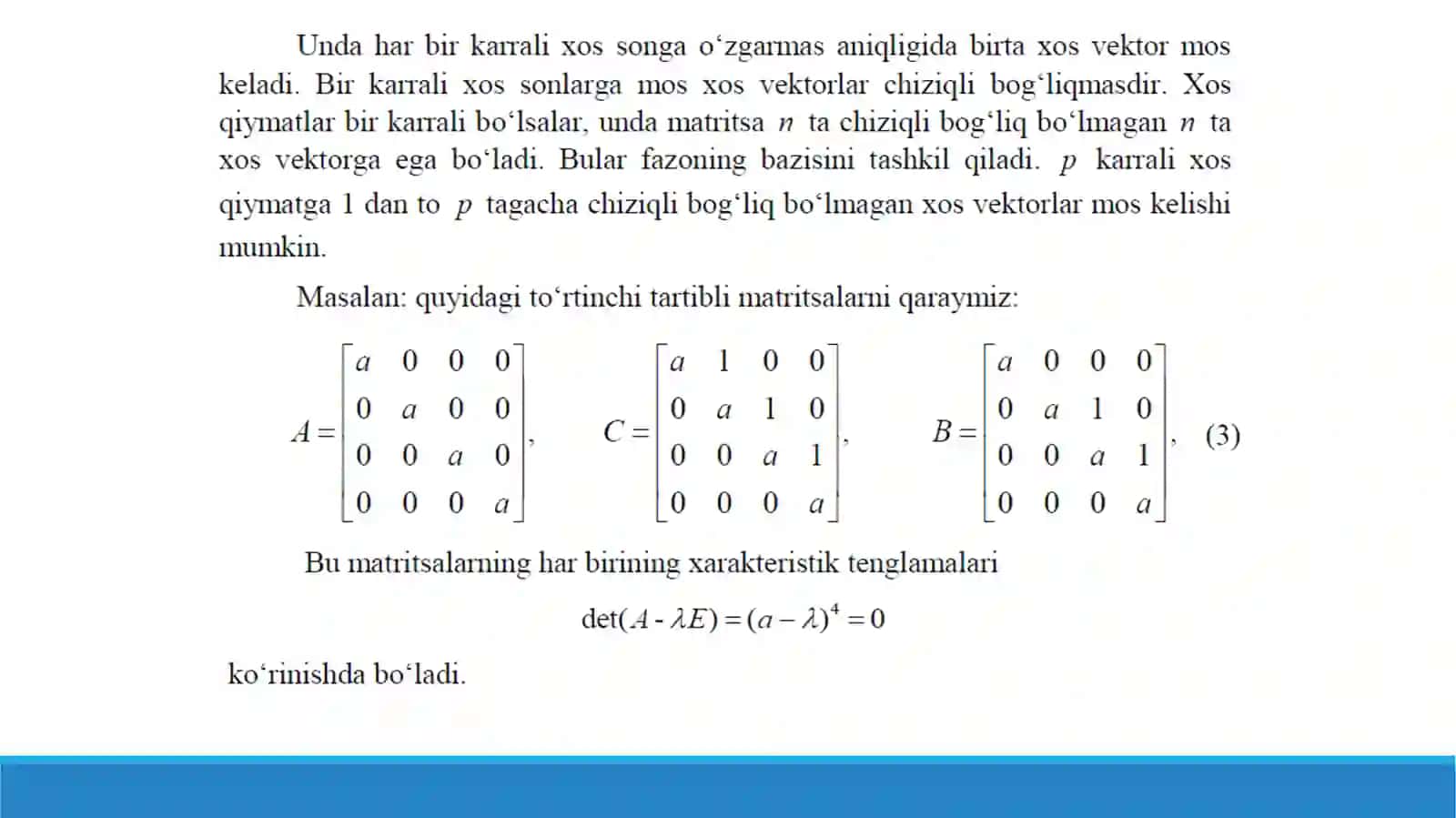 Matritsaning xos son va xos vektorlarini topishning sonli usullari 4