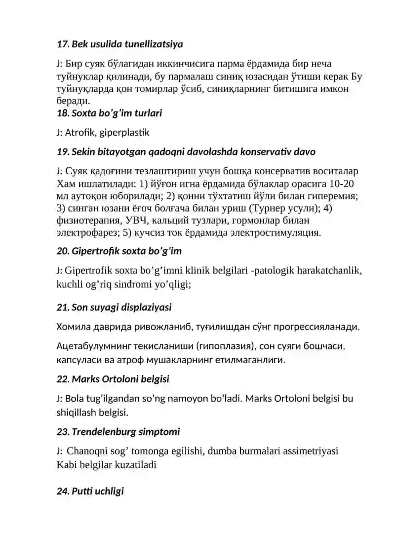 Travmatologiya yakuniy savollariga javoblar 4
