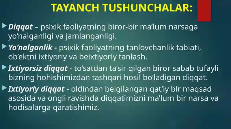 II – MODUL.UMUMIY PSIXOLOGIYA FANINING BILISH JARAYONLARI 4