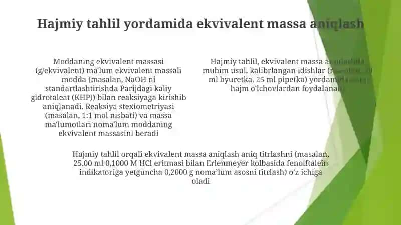 Ekvivalent massalarni aniqlash 4