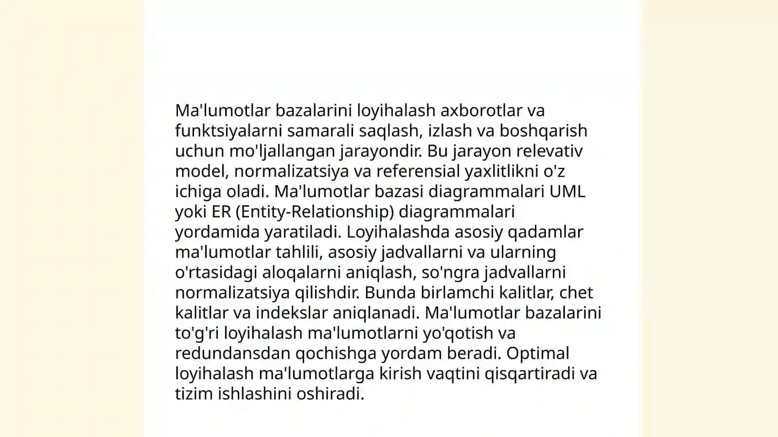 Ma'lumotlar bazalari va katta hajmdagi ma'lumotlar bilan ishlash texnologiyalari 4