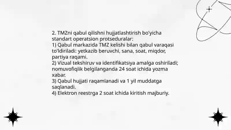 TMZni qabul qilishni hujjatlashtirish 4