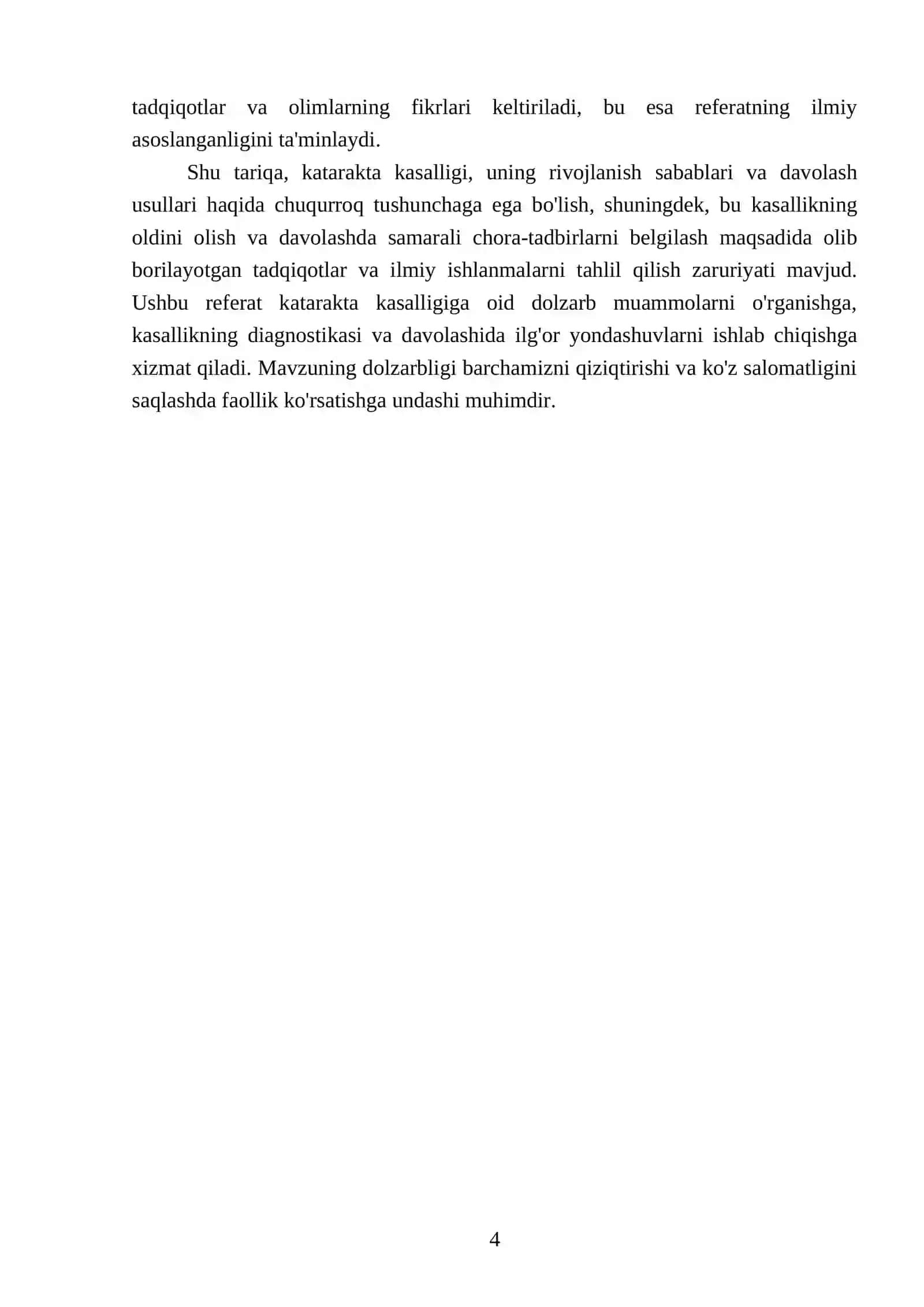 Katarakta koʻz gavhari kasalliklari REFERATI 4