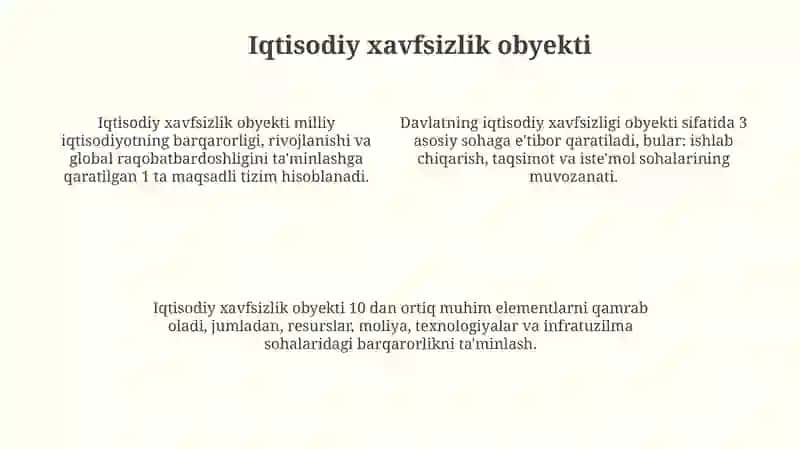 MAMLAKAT IQTISODIY XAVFSIZLIKGI TUSHUNCHASI OB'EKTI SUB'EKTI VATURLARI 4