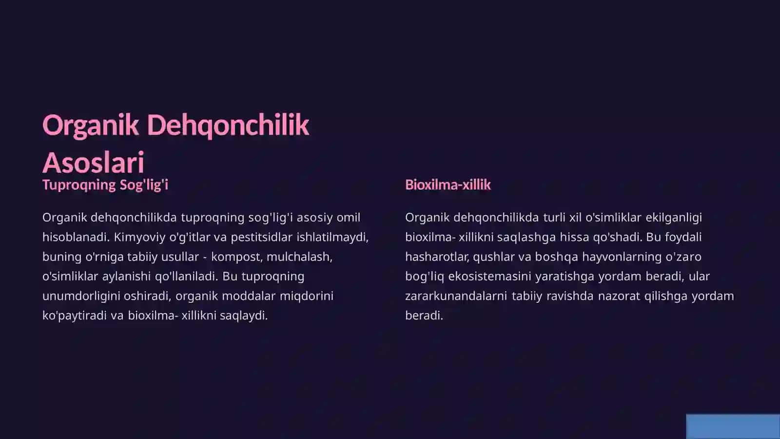 Organik dehqonchilikda sabzavot ekinlari yetishtirish 4