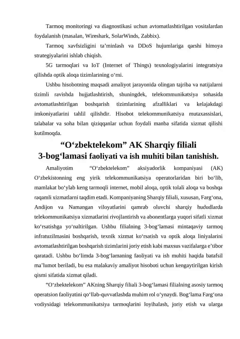 Amaliyot hisobot telekommunikatsiya 4