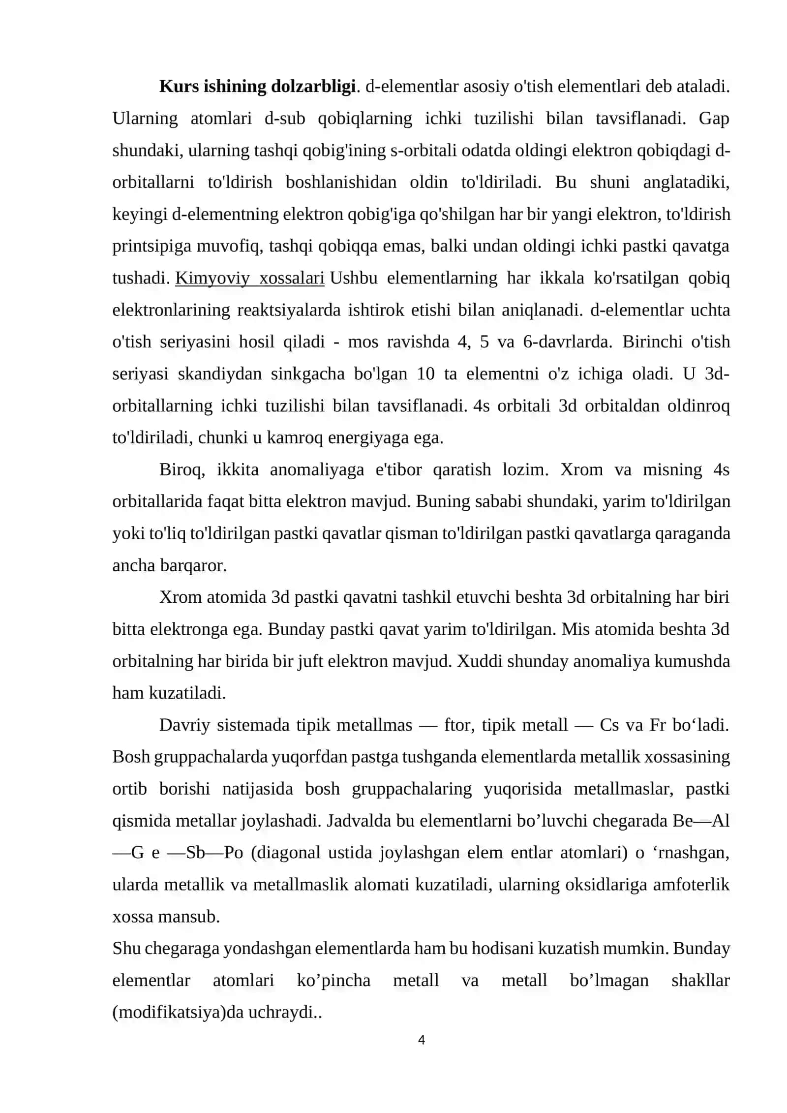 D-elementlarning atom tuzilishi va xossalari 4