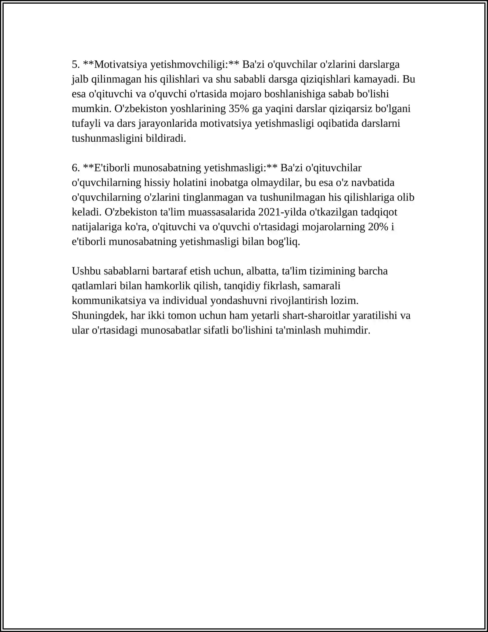 OʻQITUVCHI VA OʻQUVCHI OʻRTASIDA NIZOLARNING OʻZIGA XOS XUSUSIYATLARI 4