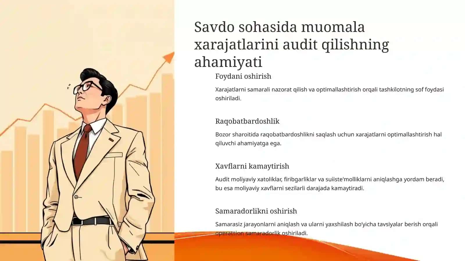 Ulgurji va Chakana Savdo Tashkilotlarida Muomala Xarajatlarini Audit Qilish 4