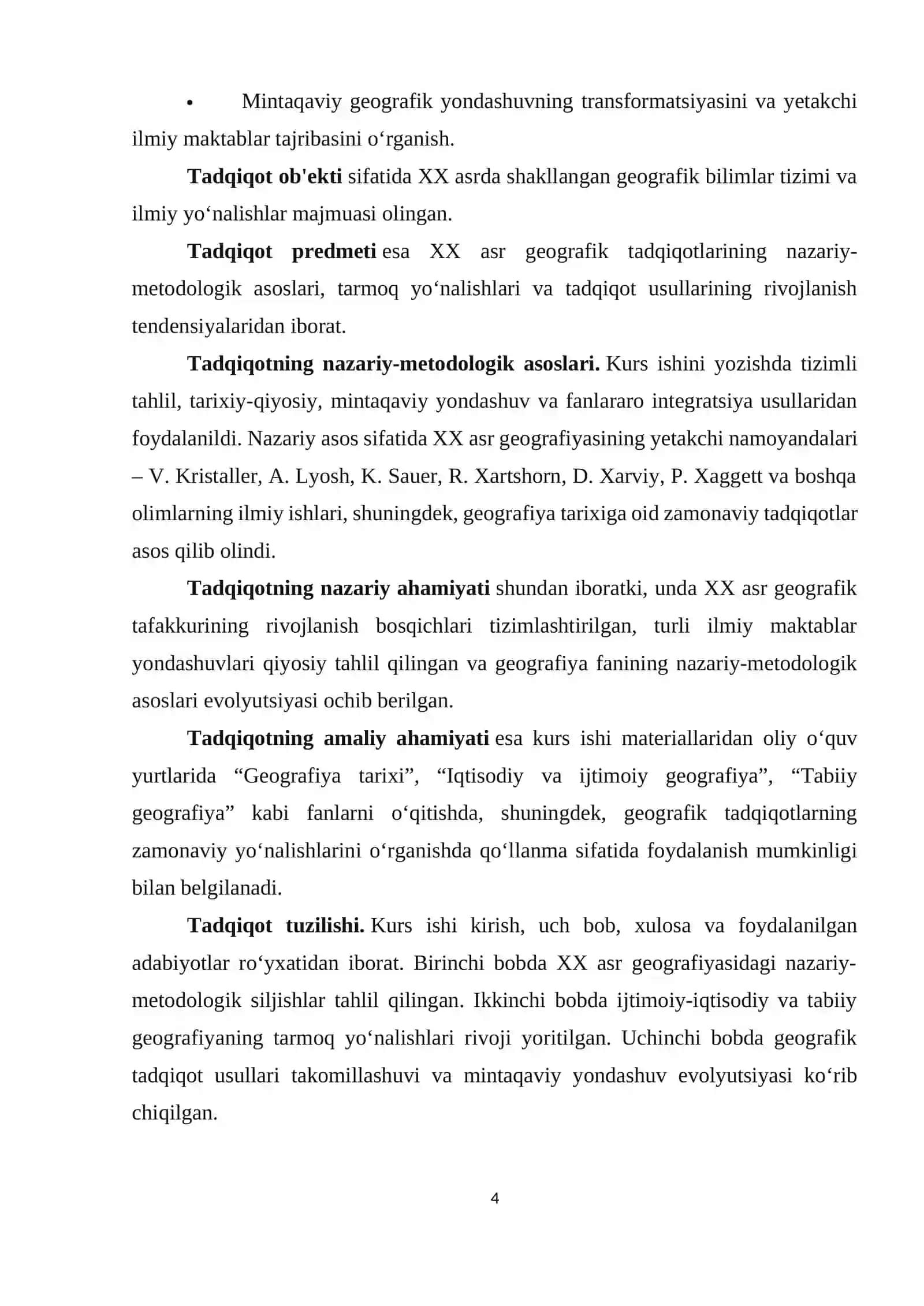 XX asrda geografik tadqiqotlar rivojlanishining asosiy yo‘nalishlari 4