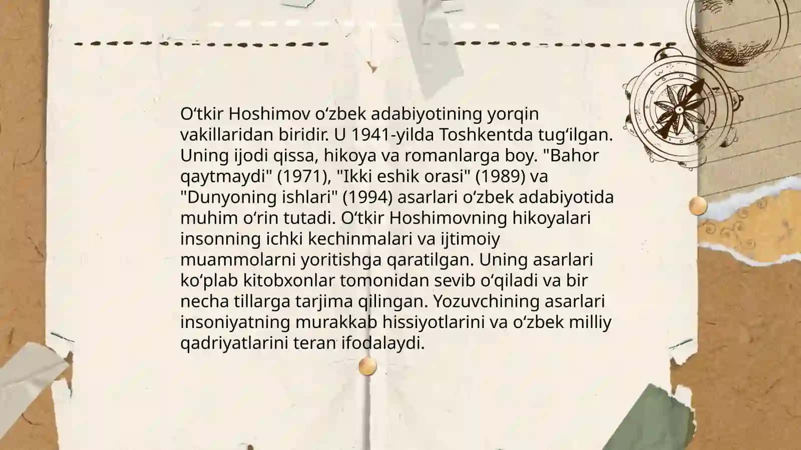 Oʻtkir Hoshimovning Urushning so‘nggi qurboni asari slayd 4