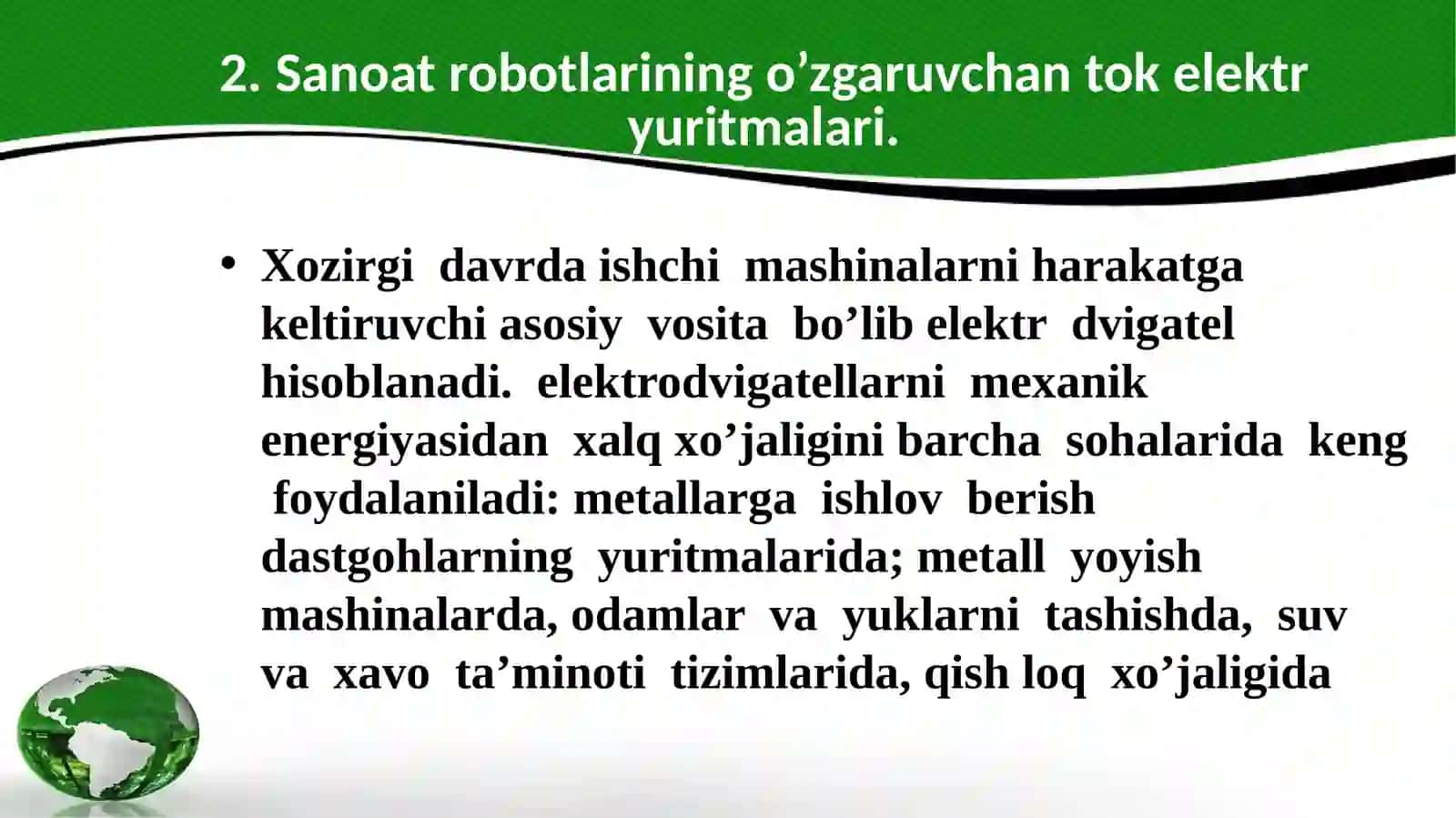 O’zgaruchan tokli komplekt elektr yuritma 4