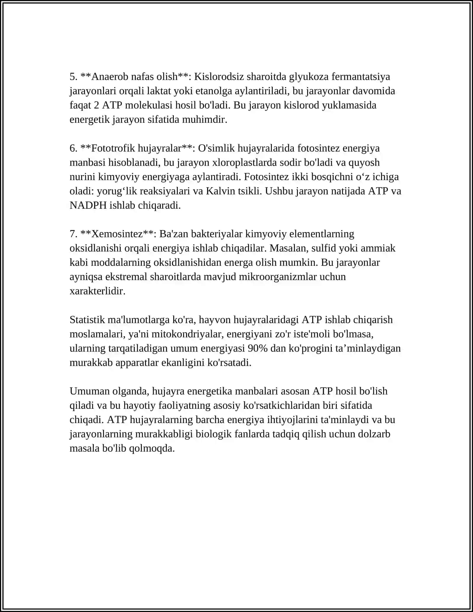 MUSTAQIL ISH Mavzu: HUJAYRADA MODDA VA ENERGIYA ALMASHINUVI 4