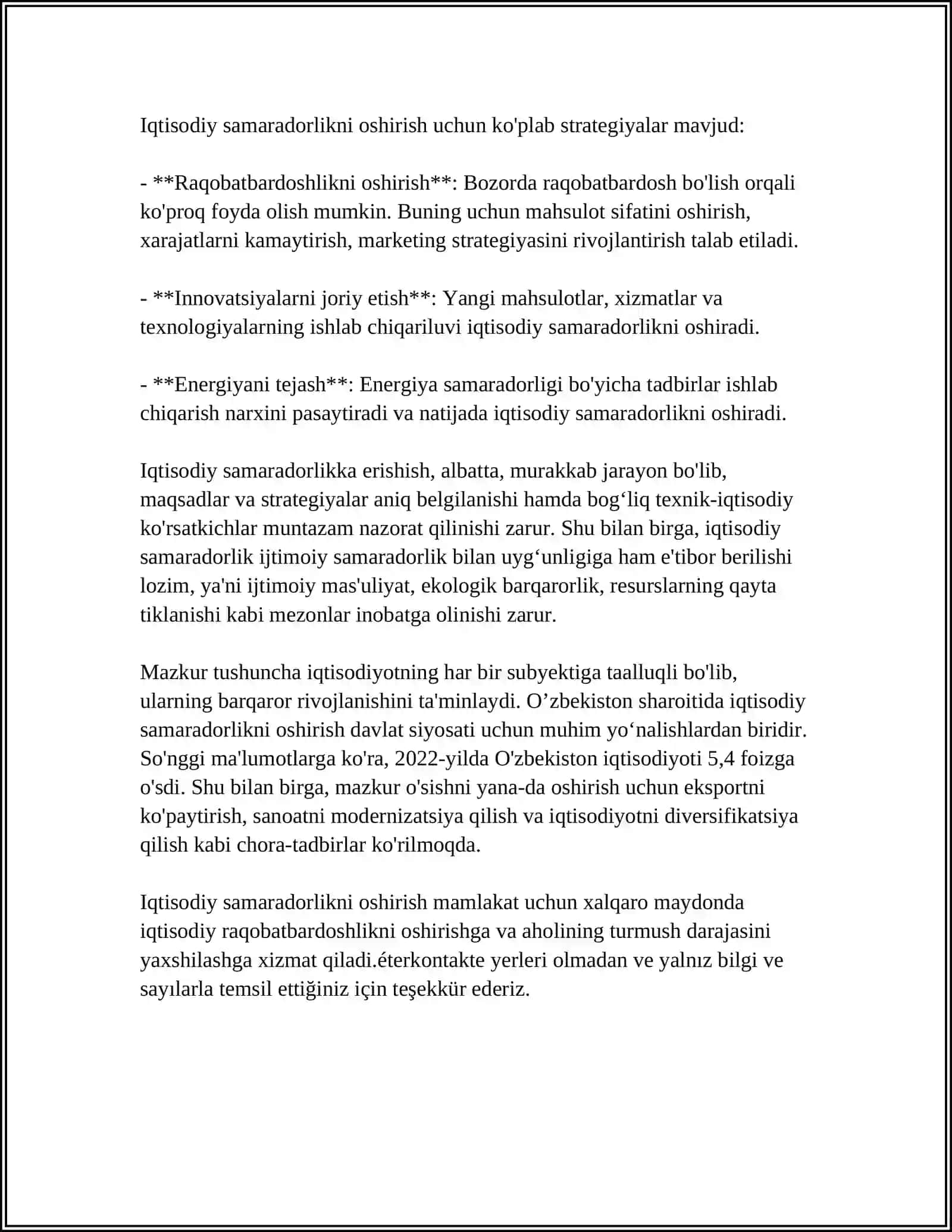 IQTISODIY SAMARADORLIK VA UNING O’LCHOV MEZONLARI 4
