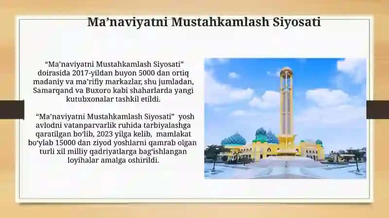 Oʻzbekistondagi manaviy va madaniy taraqqiyoti 4