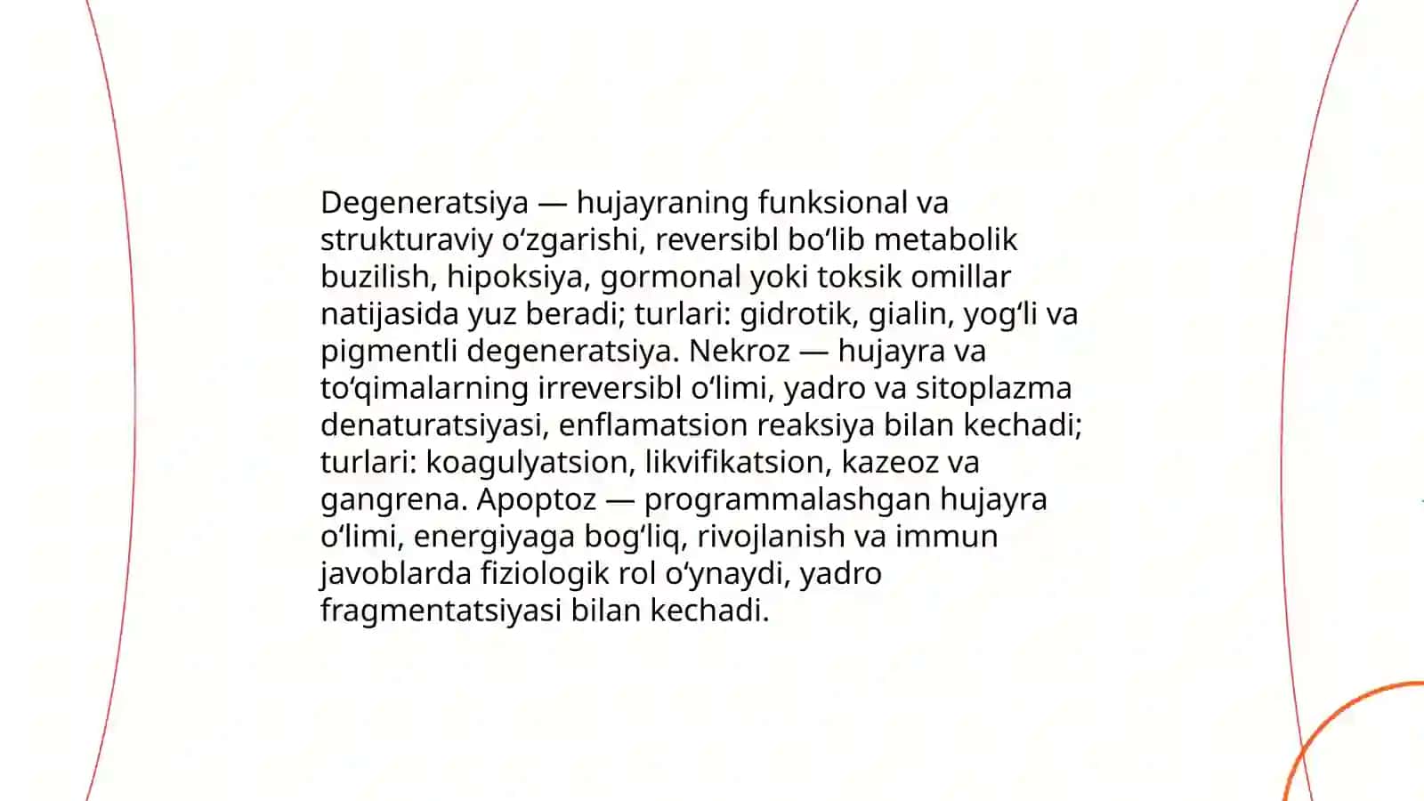 Organlardagi va toʼqimalardagi patologik oʼzgarishlarni terapevtik va xirurgik usullarni funksional va patologik holat hamda jarayonlarni ifodalovchi atamalar 4