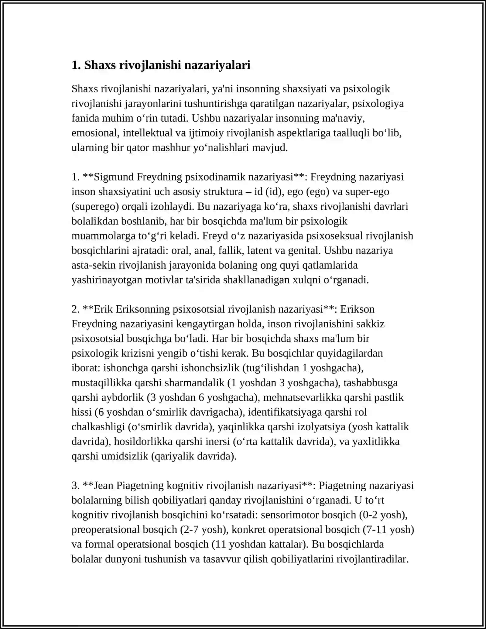 SHAXS RIVOJLANISHI UNING XOZIRGI KUNI B.N BOGʻLIQ.K.RODJERS-B V ZEYGARNIK TASNIFI 4