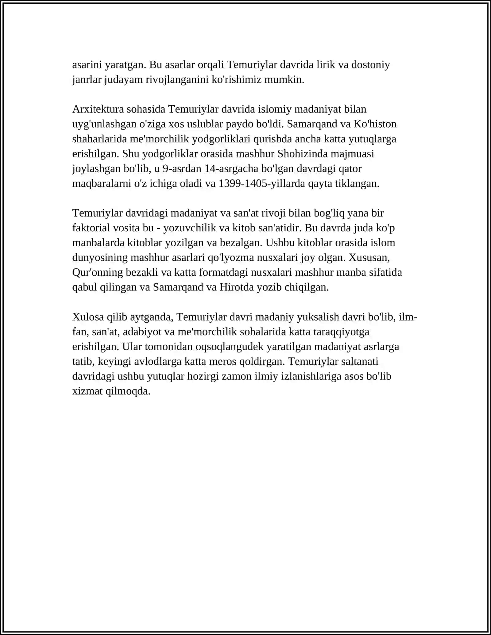 Temuriylar davri va madaniy yuksalish 4