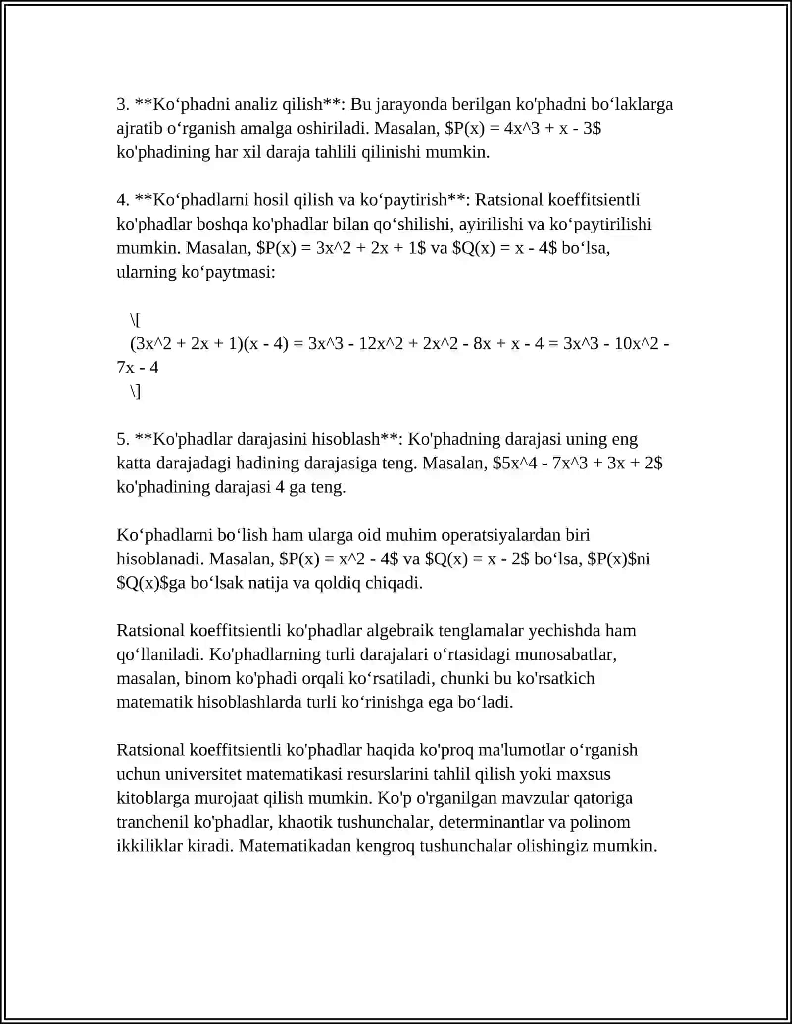 RATSIONAL KOEFISENTLI KO'PHADLAR 4