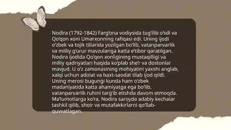 Nodira va Oʻzbek Adabiyotining Atoqli Namoyondasi Sifatida 4