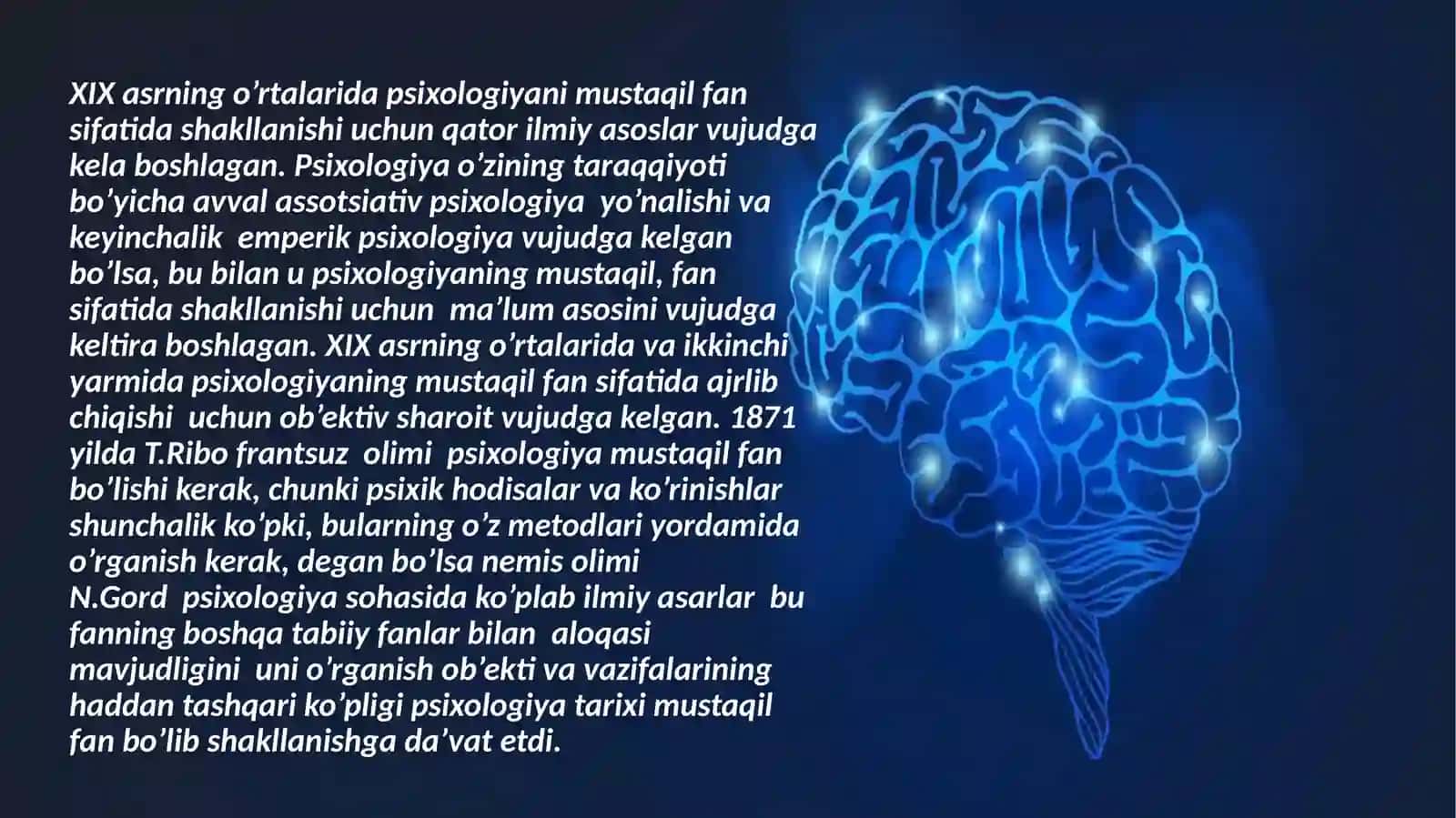 Umumiy psixologiyaning mustaqil fan sifatida vujudga kelishi, uning rivojlanishi va hozirgi holati 4