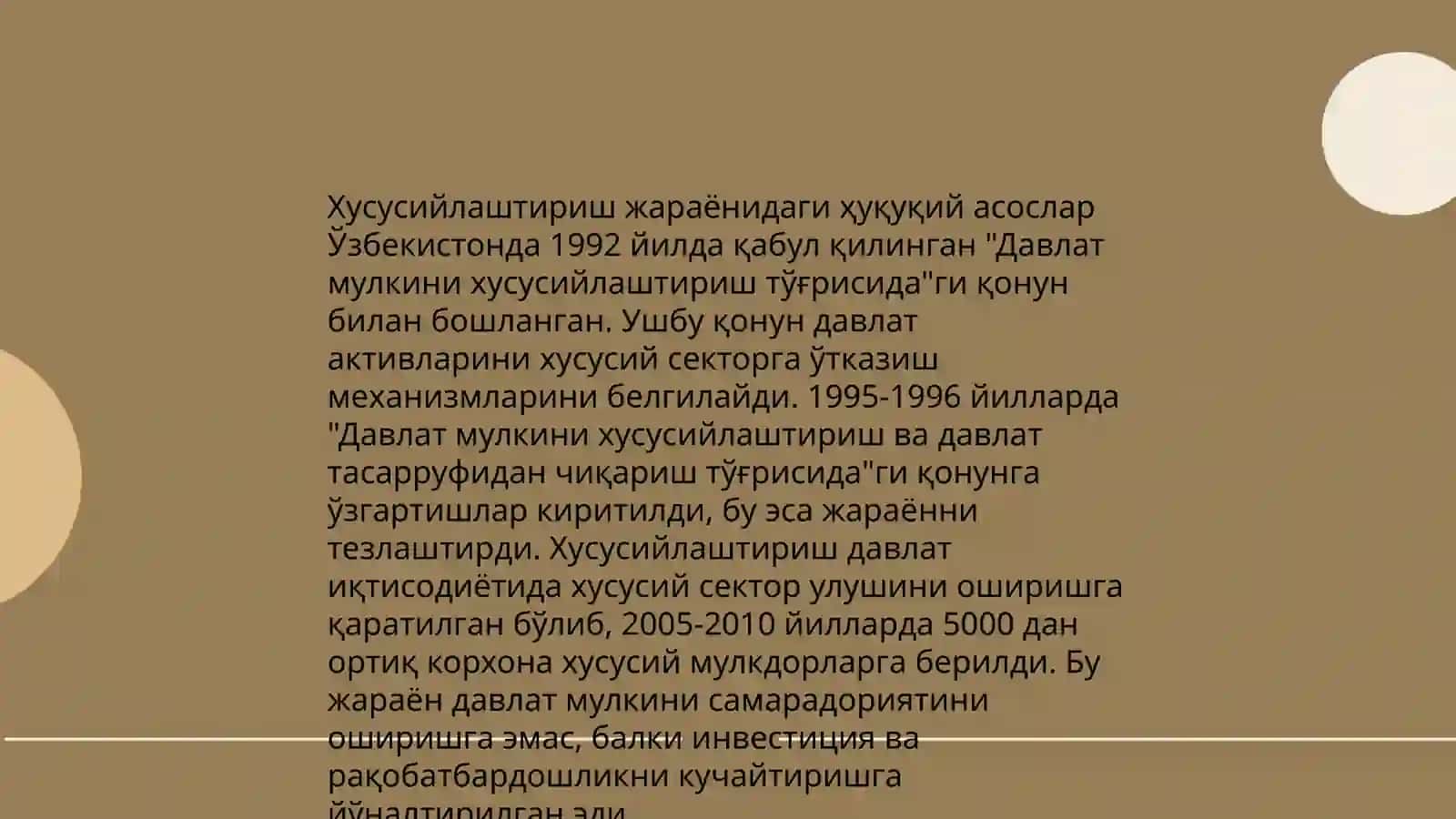 Давлат мулкини хусусийлаштириш 4