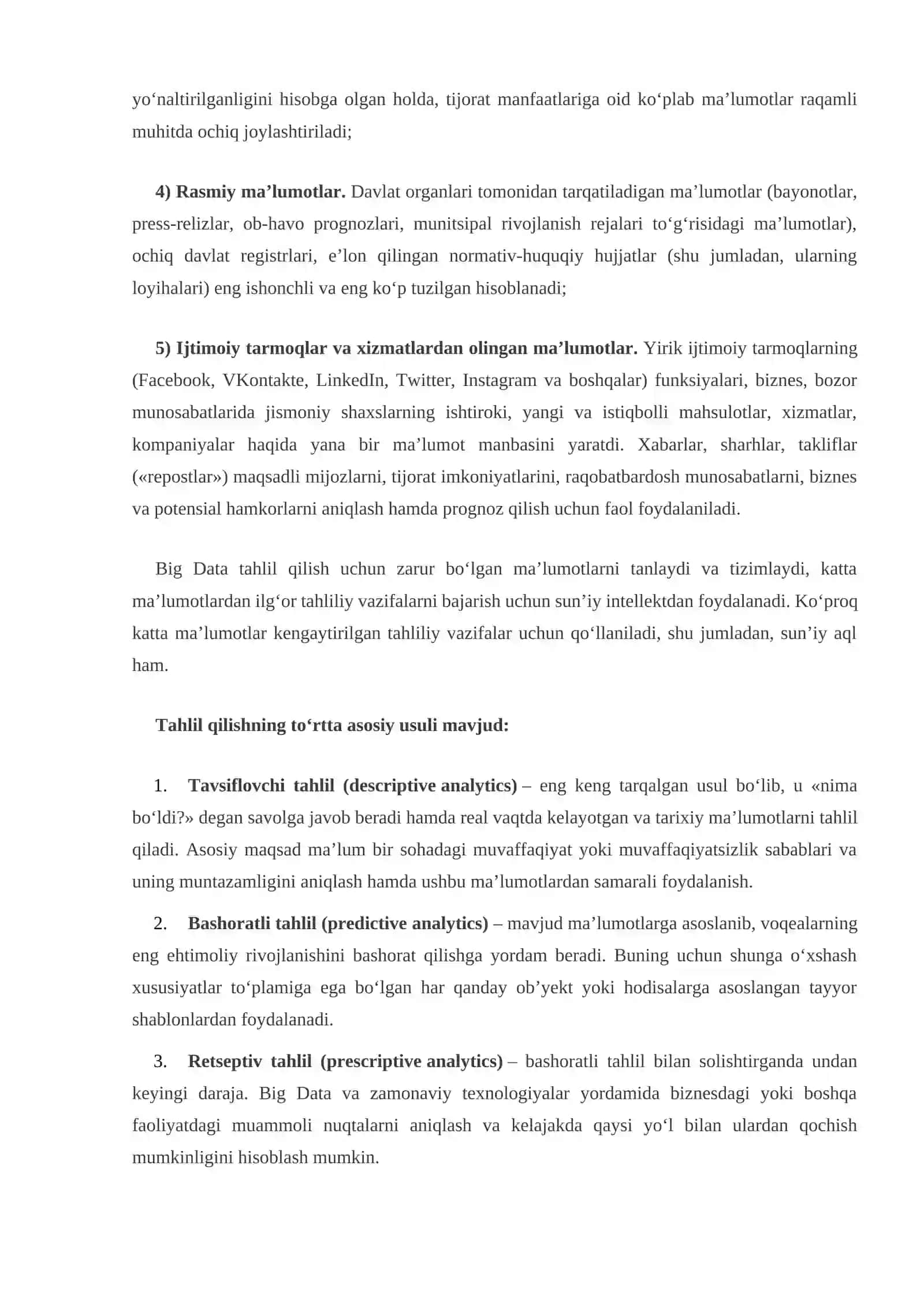 Iqtisodiyot: Katta hajmdagi ma’lumotlarga ishlov berish texnologiyalari 4
