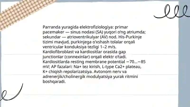 Parrandalarning yurak va qon tomirlari fiziologiyasi 4