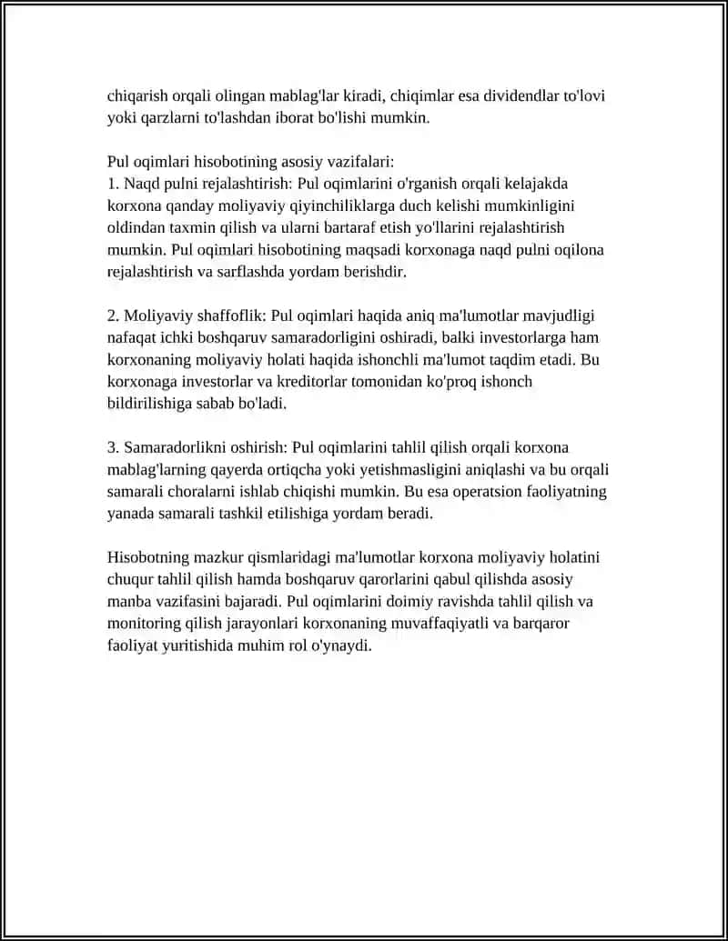 Pul oqimlari hisobotining mohiyati va tuzilishi 4