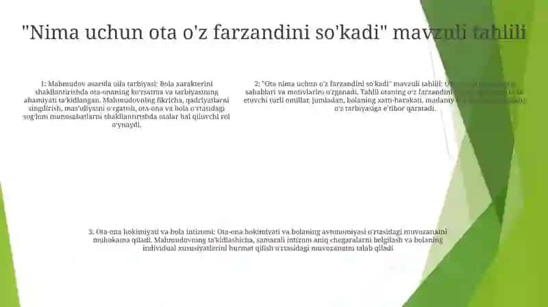 “Ota Nega Farzandiga Tanbeh Beradi” Asari 4